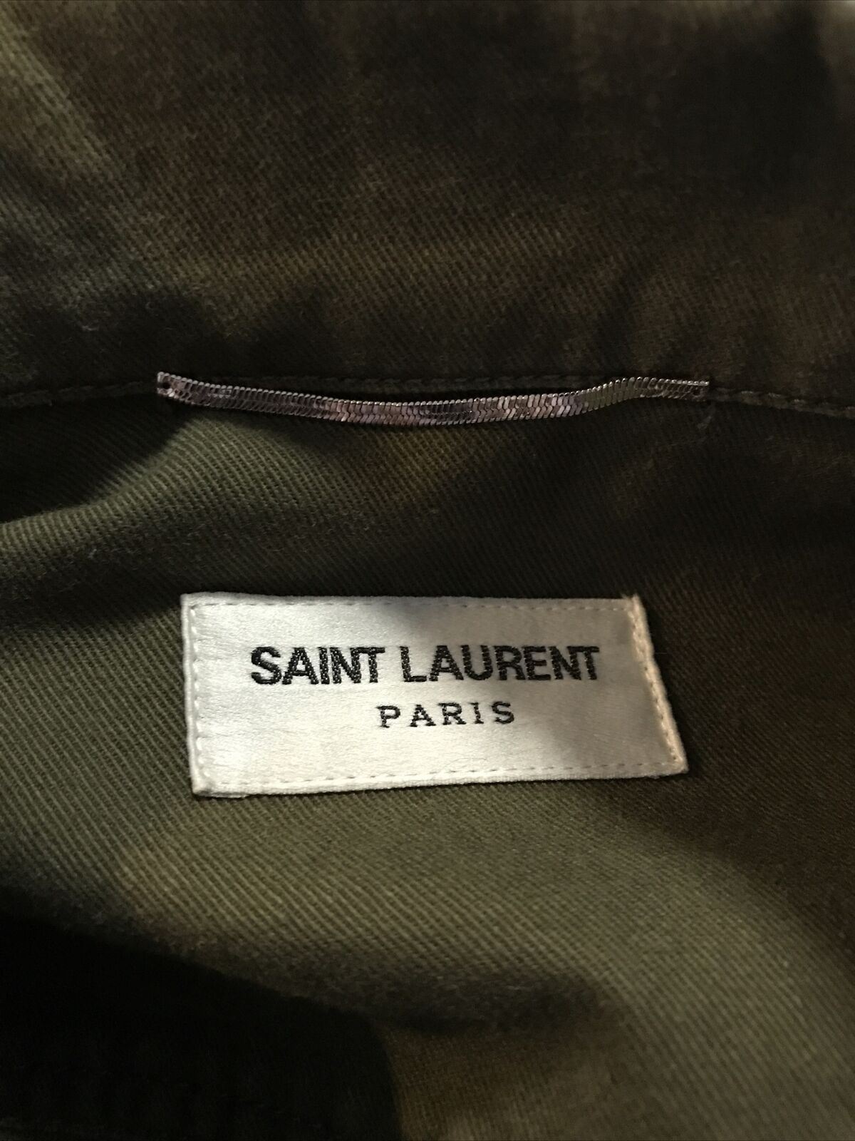Neu $2290 Saint Laurent Jackenmantel Grün/Kaki 36 US (46 Eu) Italien