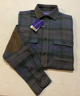 Neu mit Etikett: 695 $ Ralph Lauren Purple Label Herrenhemd Olivgrün M Italien
