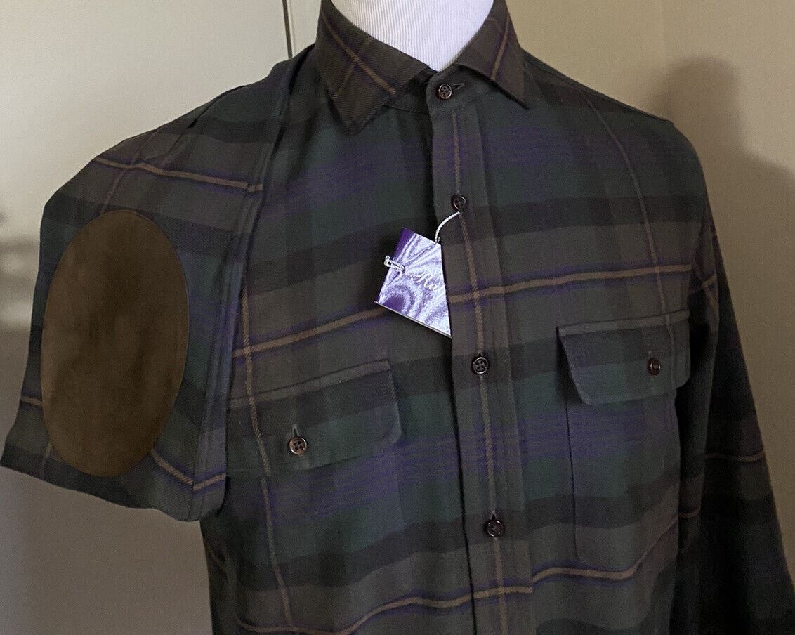 NWT $695 Ralph Lauren Purple Label Men Shirt Olive Green M Italy