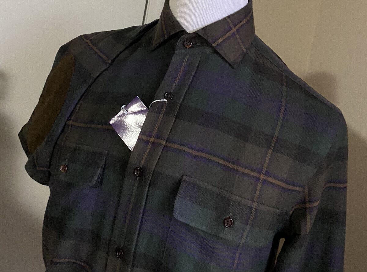 NWT $695 Ralph Lauren Purple Label Мужская рубашка оливково-зеленого цвета M Италия