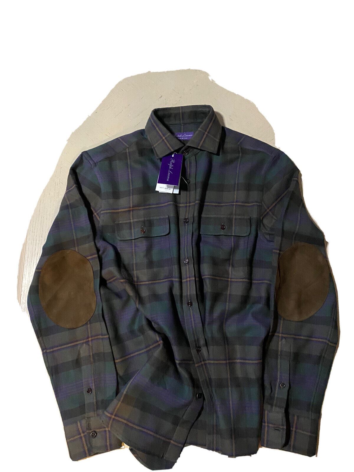 NWT $695 Ralph Lauren Purple Label Мужская рубашка оливково-зеленого цвета M Италия