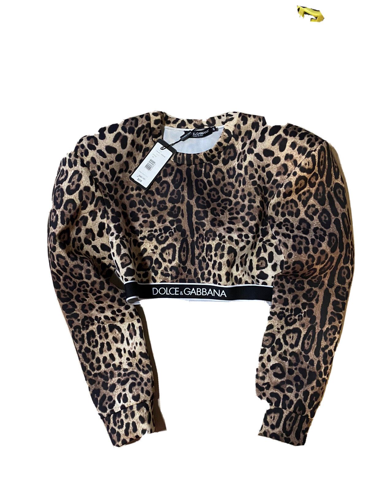 Новый укороченный свитшот Dolce&amp;Gabbana с сильными плечами и леопардовым принтом за 895 долларов США 12 US