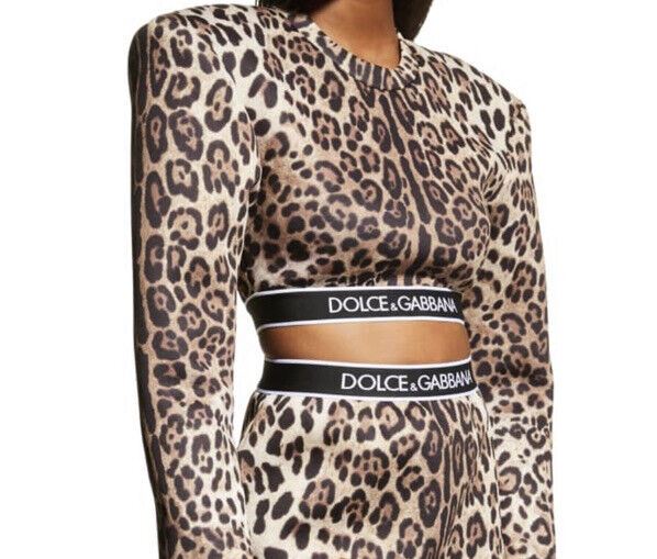 Neues Dolce&amp;Gabbana-Sweatshirt mit Leopardenmuster und starken Schultern für 895 US-Dollar, 12 US-Dollar