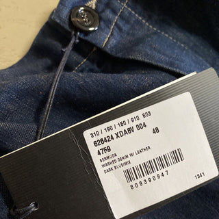 Neu mit Etikett: 1.250 $ Gucci Herren-Shorts aus gewaschenem Denim mit GG-Leder, DK-Blau, 32 US/48 Eu