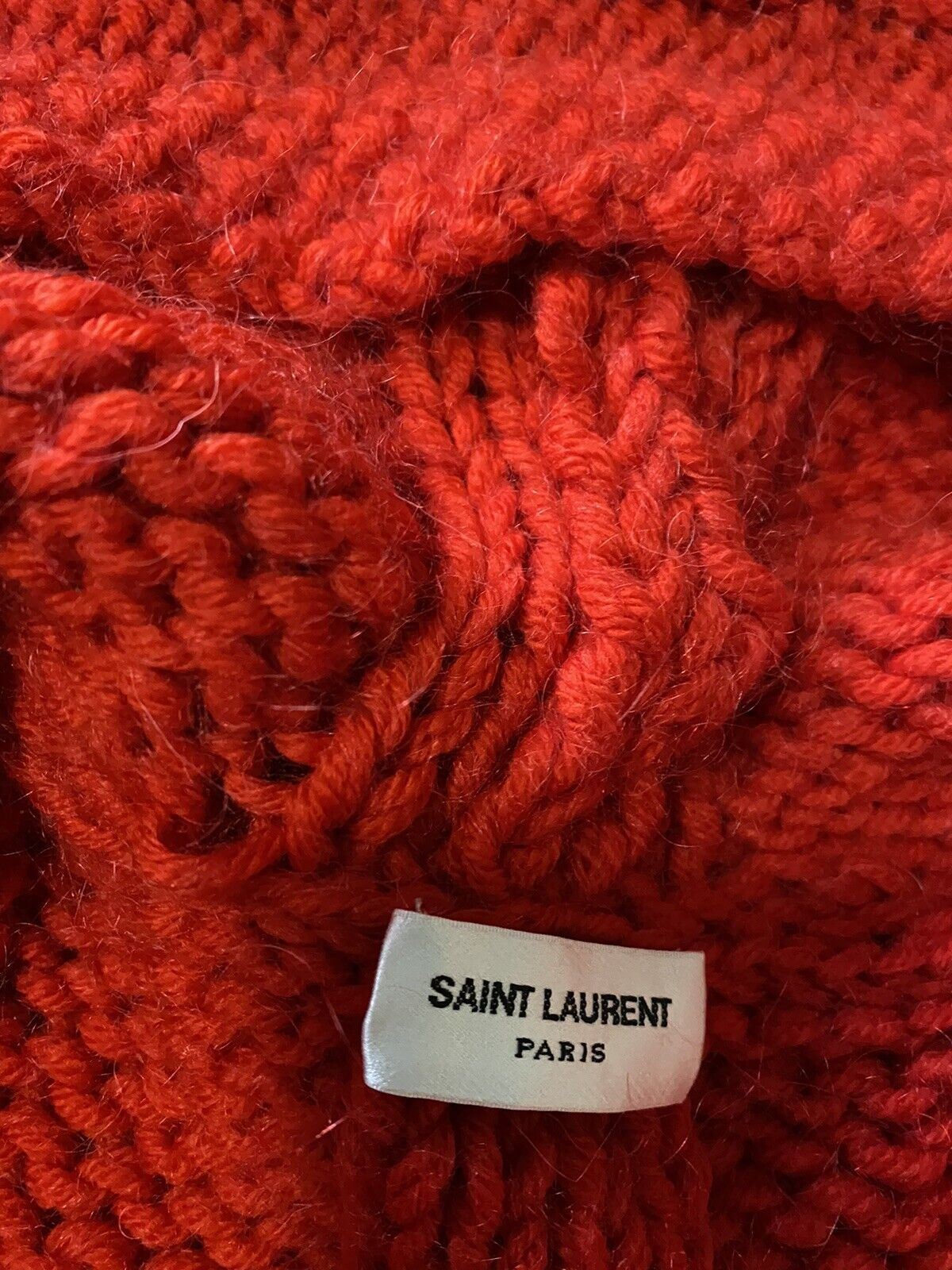 NWT $1190 Saint Laurent Men Coble-Knit Hooded Cardigan Sweater Red S Italy