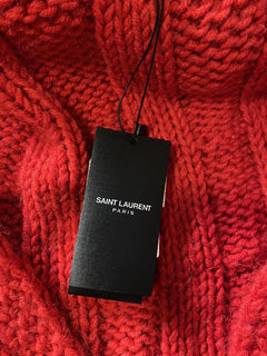 Neu mit Etikett: 1190 $ Saint Laurent Herren-Cardigan mit Kapuze, Coble-Strick, Rot, S, Italien