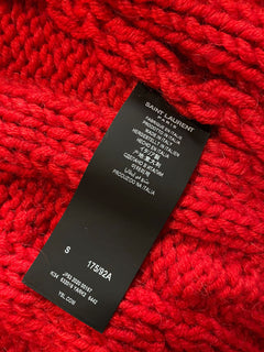 Neu mit Etikett: 1190 $ Saint Laurent Herren-Cardigan mit Kapuze, Coble-Strick, Rot, S, Italien