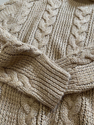 NWT $1295 Ralph Lauren Purple Label Men Hand Knit Sweater Luxury Beige M