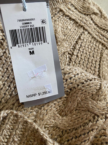 NWT $1295 Ralph Lauren Purple Label Men Hand Knit Sweater Luxury Beige M