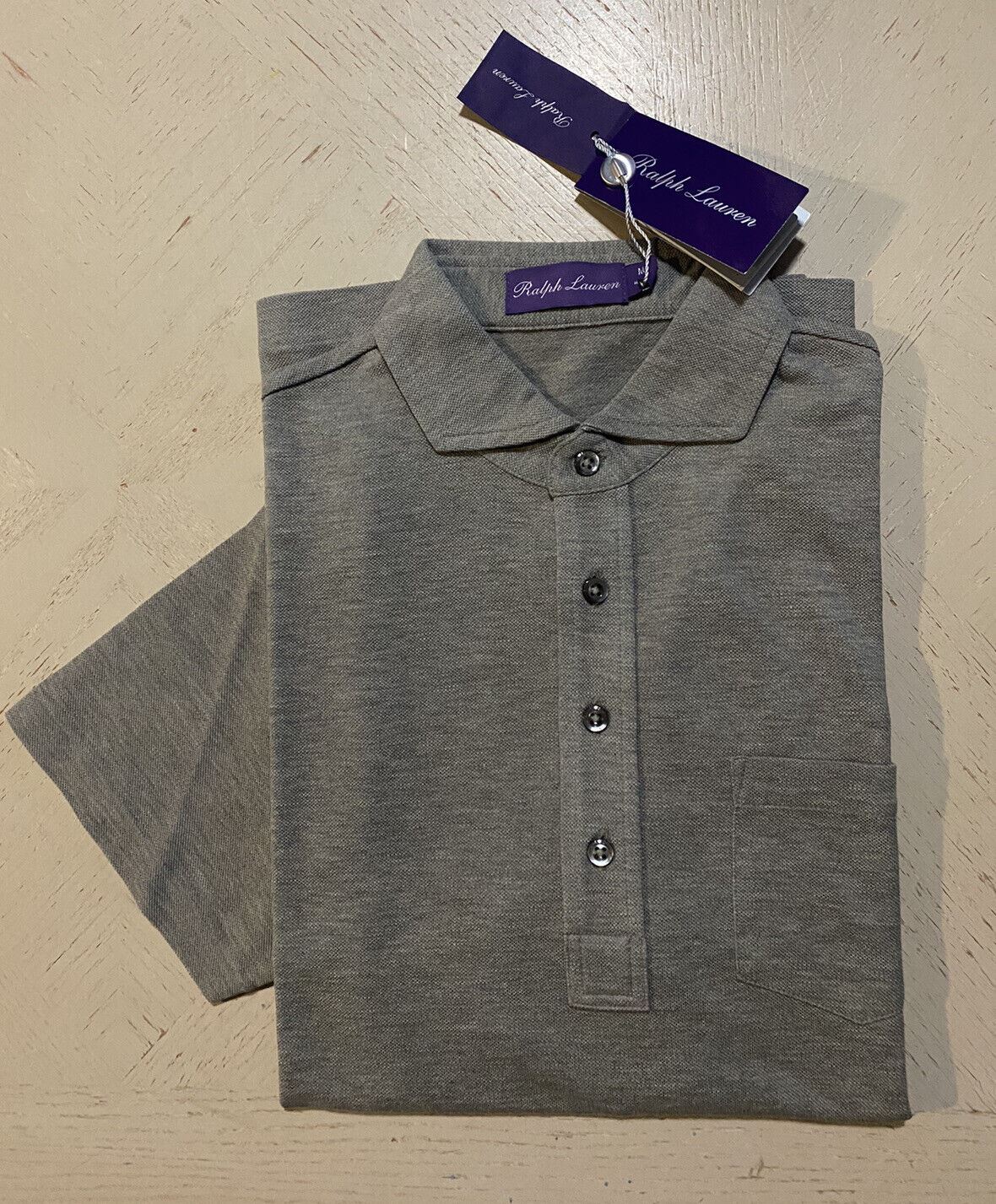 NWT Ralph Lauren Purple Label Men's Polo Shirt Color Gray XL