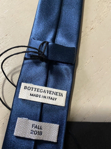 New Bottega Veneta Skinny Silk Neck Tie Petroleum Blue made in Italy