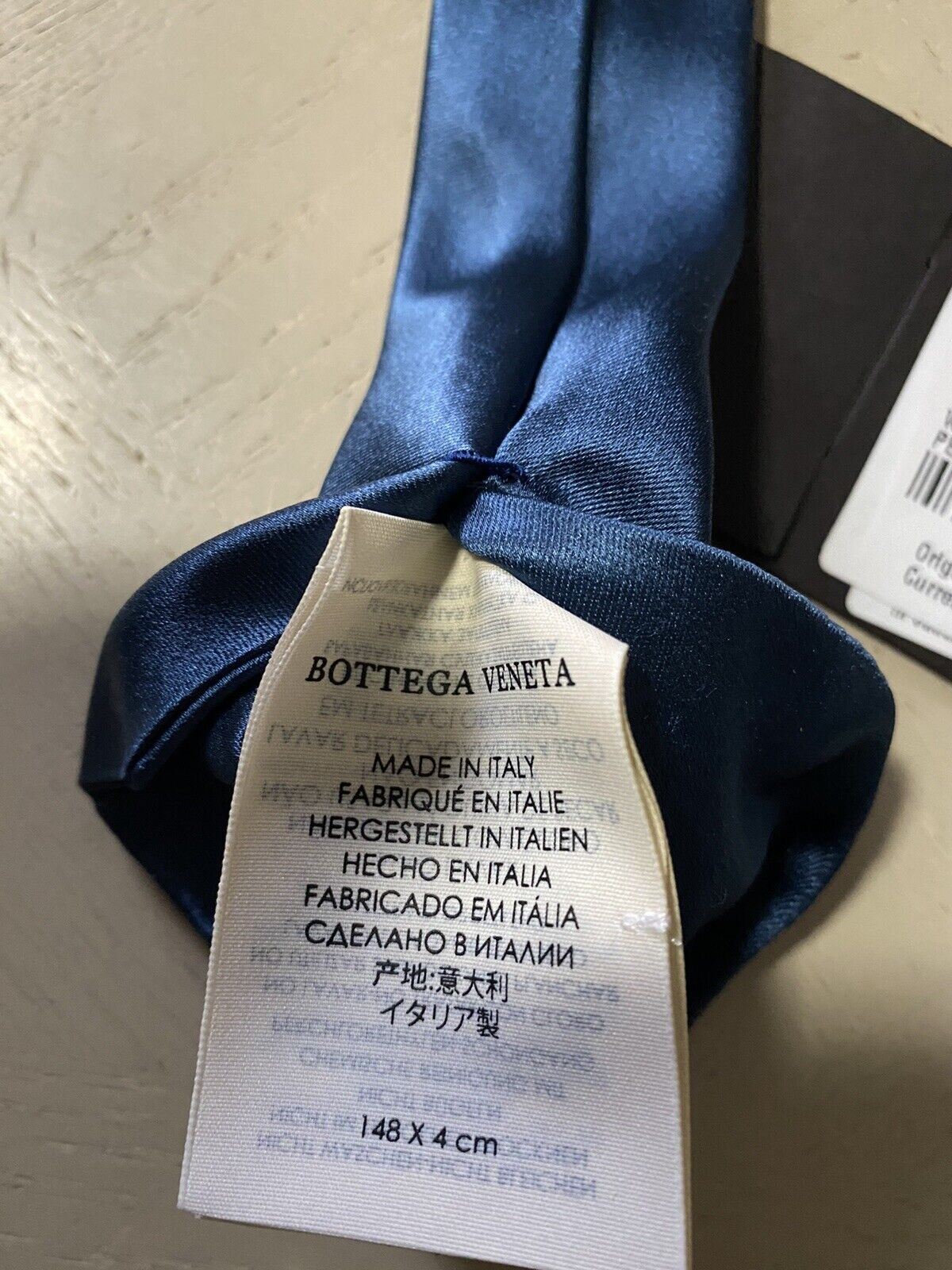 New Bottega Veneta Skinny Silk Neck Tie Petroleum Blue made in Italy