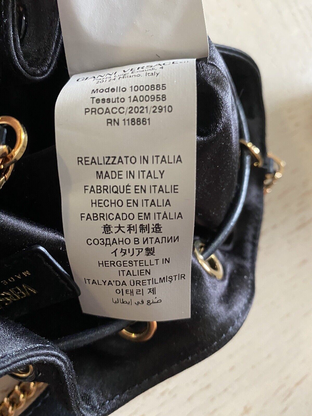 New $1275 Versace Women Medusa Charm Evening Satin Hobo Bag Black Italy