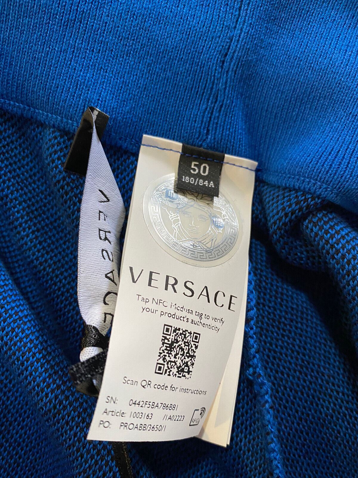 NWT $725 Versace Мужские шорты синего/черного цвета 34 США/50 ЕС Италия