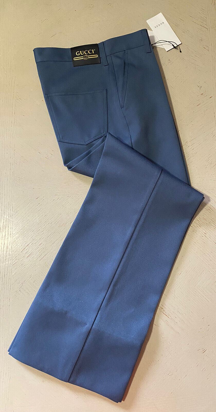 NWT $1200 Gucci Men’s Dyed Polyester Drill Thunder Pants Blue 32 US ( 48 Eu )