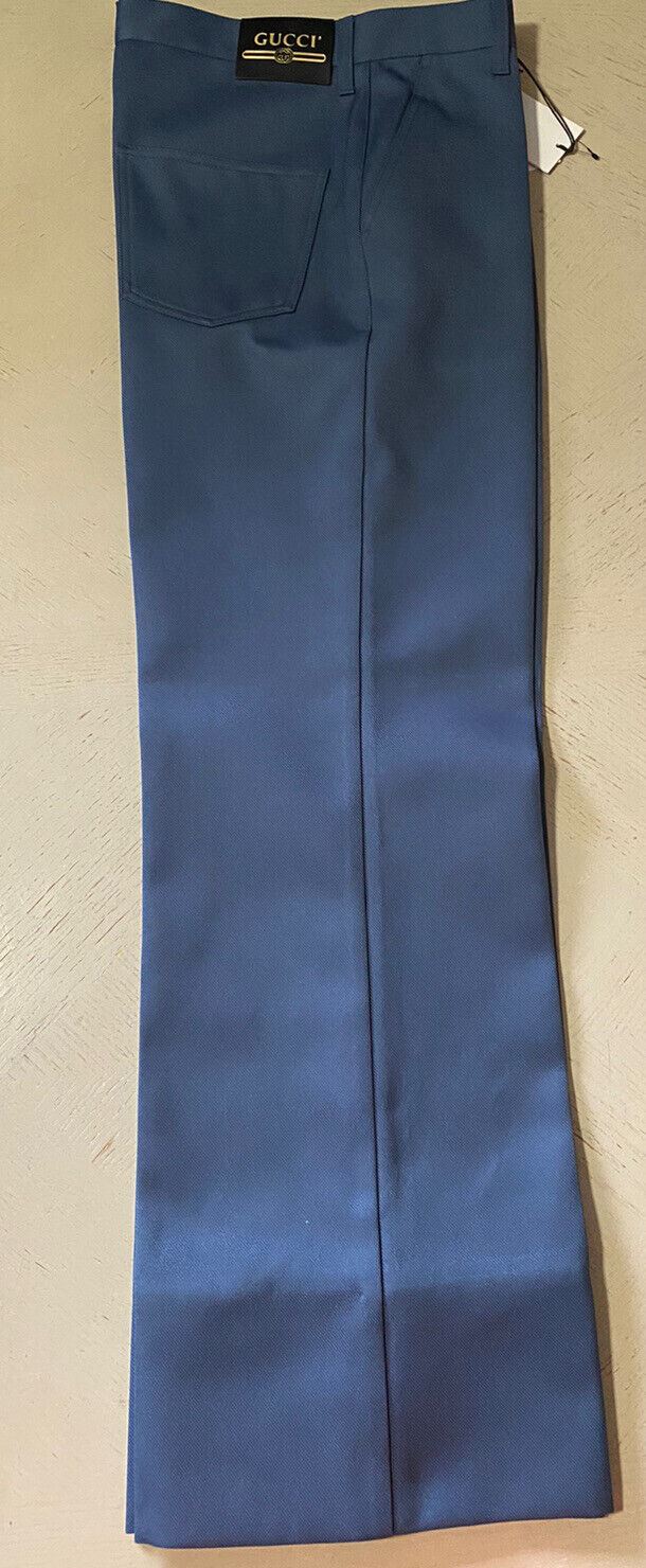 NWT $1200 Gucci Men’s Dyed Polyester Drill Thunder Pants Blue 32 US ( 48 Eu )