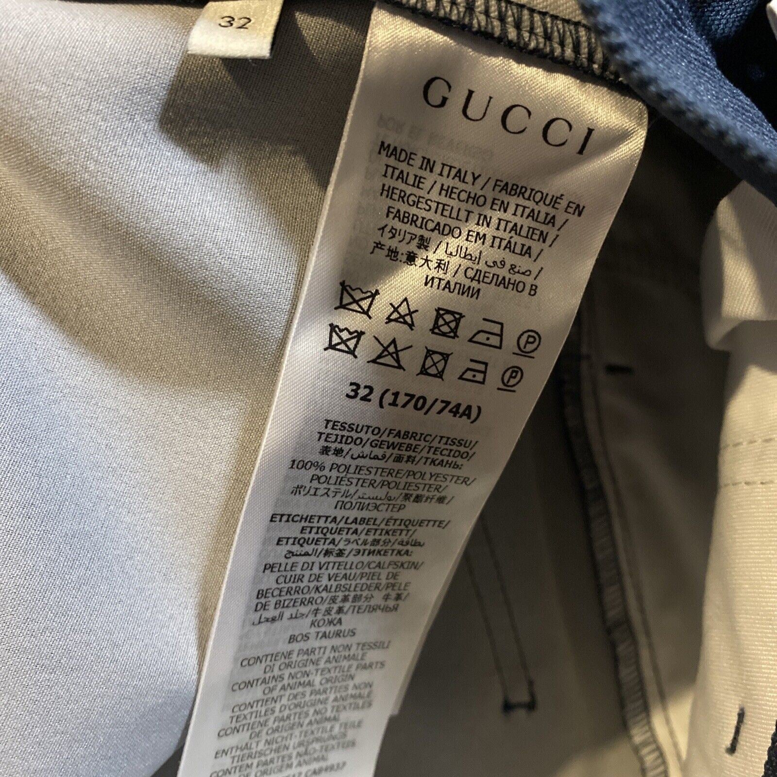 Neu mit Etikett: 1.200 $ Gucci Thunder-Hose aus gefärbtem Polyester-Drill für Herren, Blau, 32 US (48 EU)