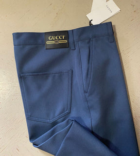 Neu mit Etikett: 1.200 $ Gucci Thunder-Hose aus gefärbtem Polyester-Drill für Herren, Blau, 32 US (48 EU)