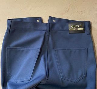 Neu mit Etikett: 1.200 $ Gucci Thunder-Hose aus gefärbtem Polyester-Drill für Herren, Blau, 32 US (48 EU)