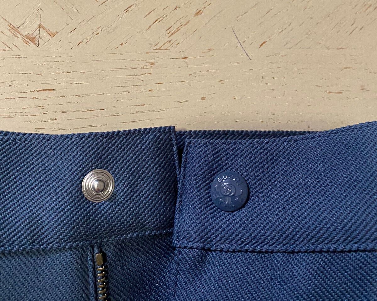 Neu mit Etikett: 1.200 $ Gucci Thunder-Hose aus gefärbtem Polyester-Drill für Herren, Blau, 32 US (48 EU)