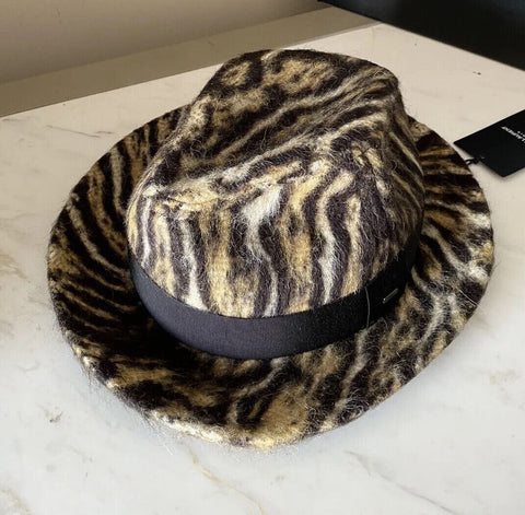 NWT $795 Женская шляпа-федора Saint Laurent бежевого/черного цвета, размер M, Италия
