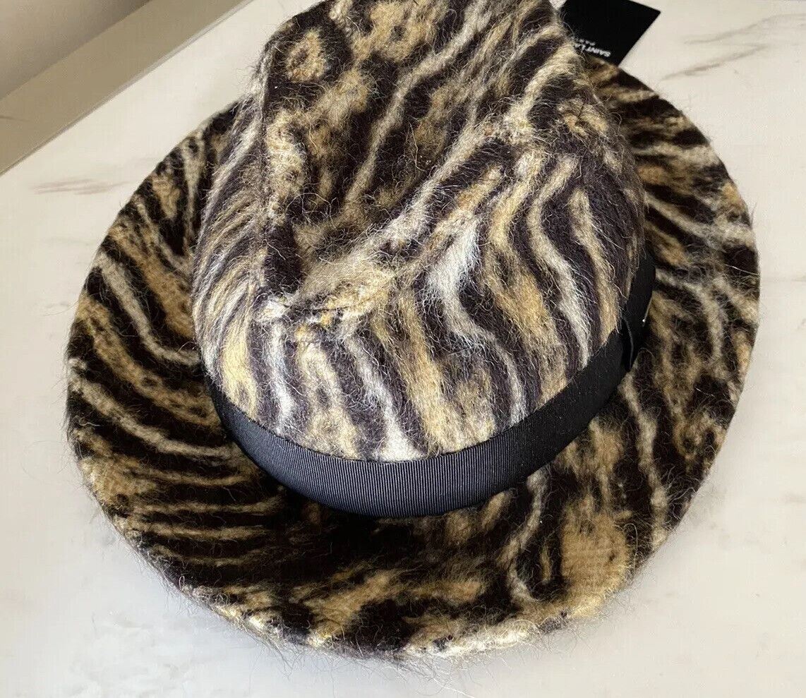 NWT $795 Женская шляпа-федора Saint Laurent бежевого/черного цвета, размер M, Италия
