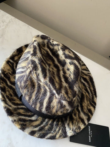 NWT $795 Saint Laurent Womens Fedora Hat Beige/Black Size L Italy