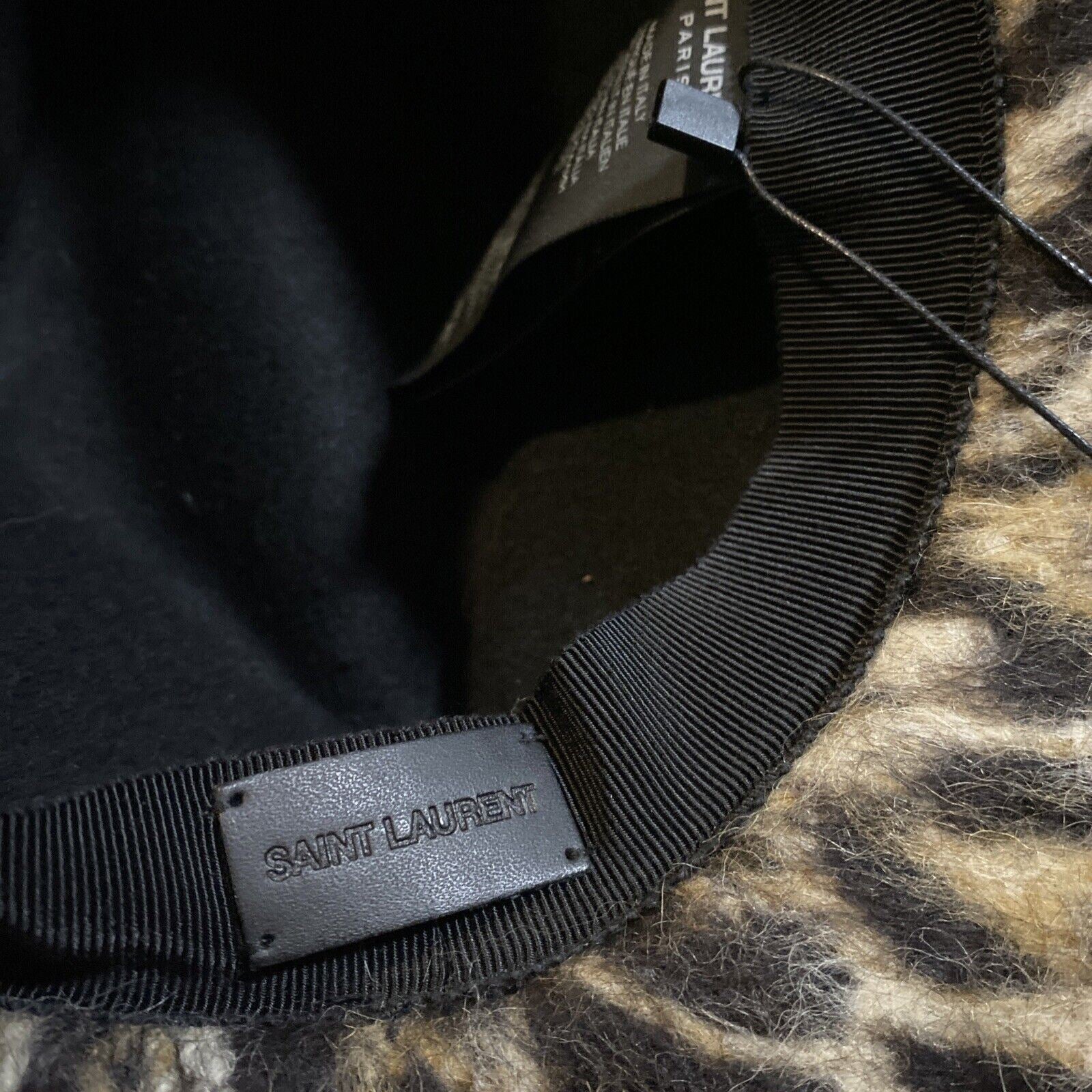NWT $795 Женская шляпа-федора Saint Laurent бежевого/черного цвета, размер L, Италия
