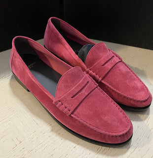 NIB 695 $ Saint Laurent Herren-Wildleder-Loafer Burgund 10 US / 43 Eu Italien