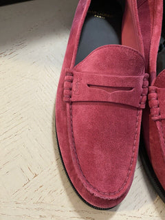 NIB 695 $ Saint Laurent Herren-Wildleder-Loafer Burgund 10 US / 43 Eu Italien