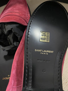 NIB 695 $ Saint Laurent Herren-Wildleder-Loafer Burgund 10 US / 43 Eu Italien