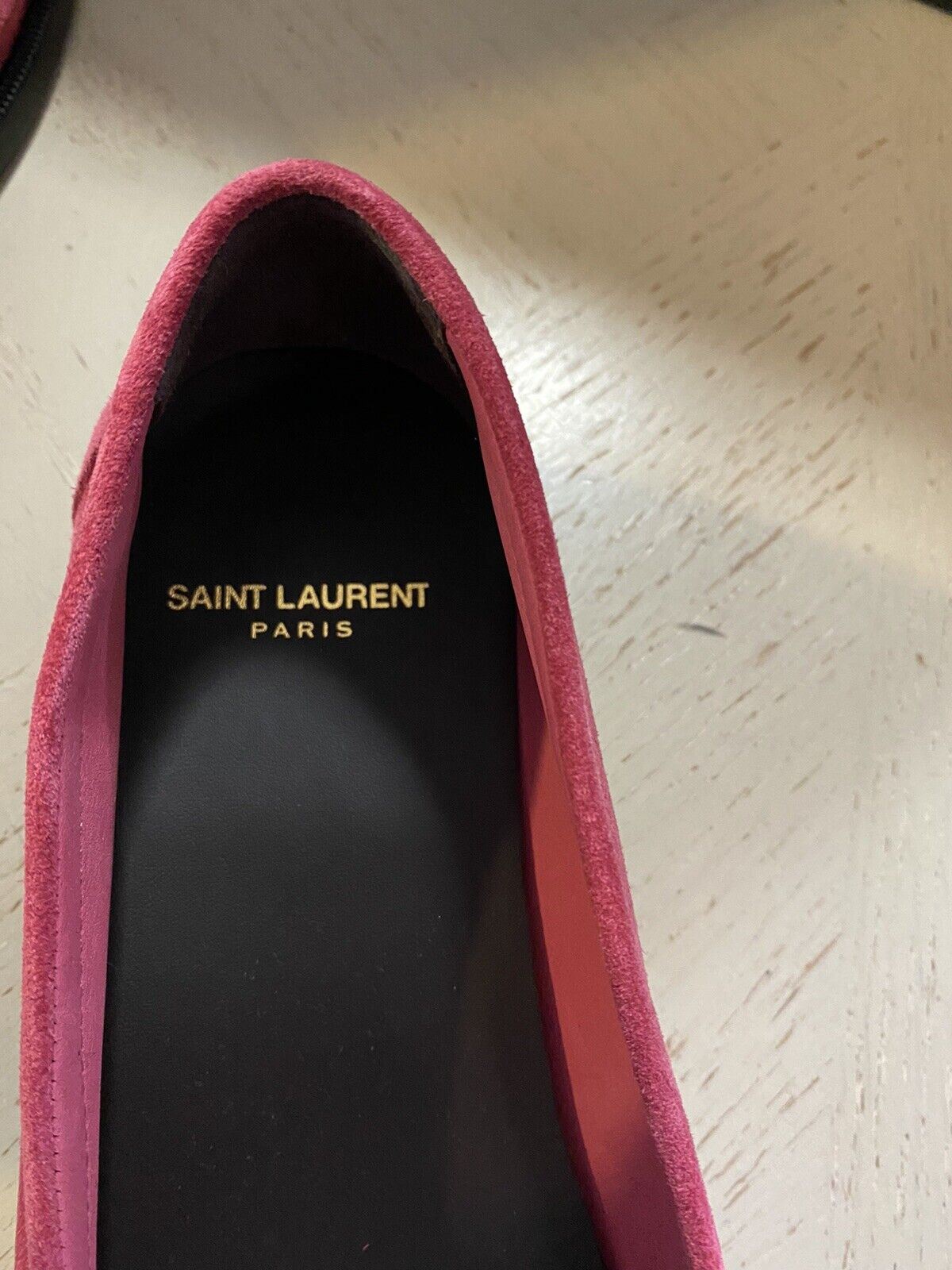 NIB $695 Saint Laurent Men’s Suede Loafers Burgundy 10 US / 43 Eu Italy