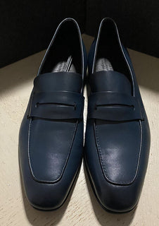 Neu $775 Ermenegildo Zegna Iconic Mokassin Leder Loafer Schuhe MD Blau 10 US
