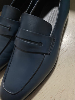 Neu $775 Ermenegildo Zegna Iconic Mokassin Leder Loafer Schuhe MD Blau 10 US