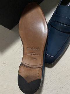 Neu $775 Ermenegildo Zegna Iconic Mokassin Leder Loafer Schuhe MD Blau 10 US