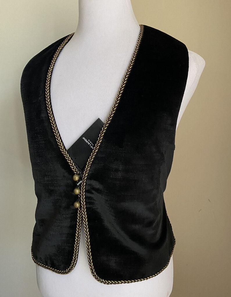 Neu $2890 Saint Laurent Herren Gilet Velours Weste Schwarz 42 US ( 52 Eu )