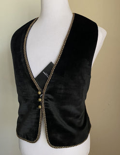 Neu $2890 Saint Laurent Herren Gilet Velours Weste Schwarz 42 US ( 52 Eu )