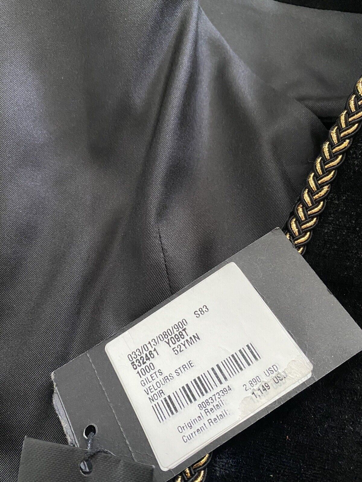 New $2890 Saint Laurent Men Gilet Velours Vest Black 42 US ( 52 Eu )
