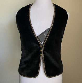 Neu $2890 Saint Laurent Herren Gilet Velours Weste Schwarz 42 US ( 52 Eu )