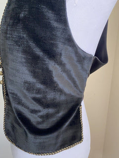 Neu $2890 Saint Laurent Herren Gilet Velours Weste Schwarz 42 US ( 52 Eu )