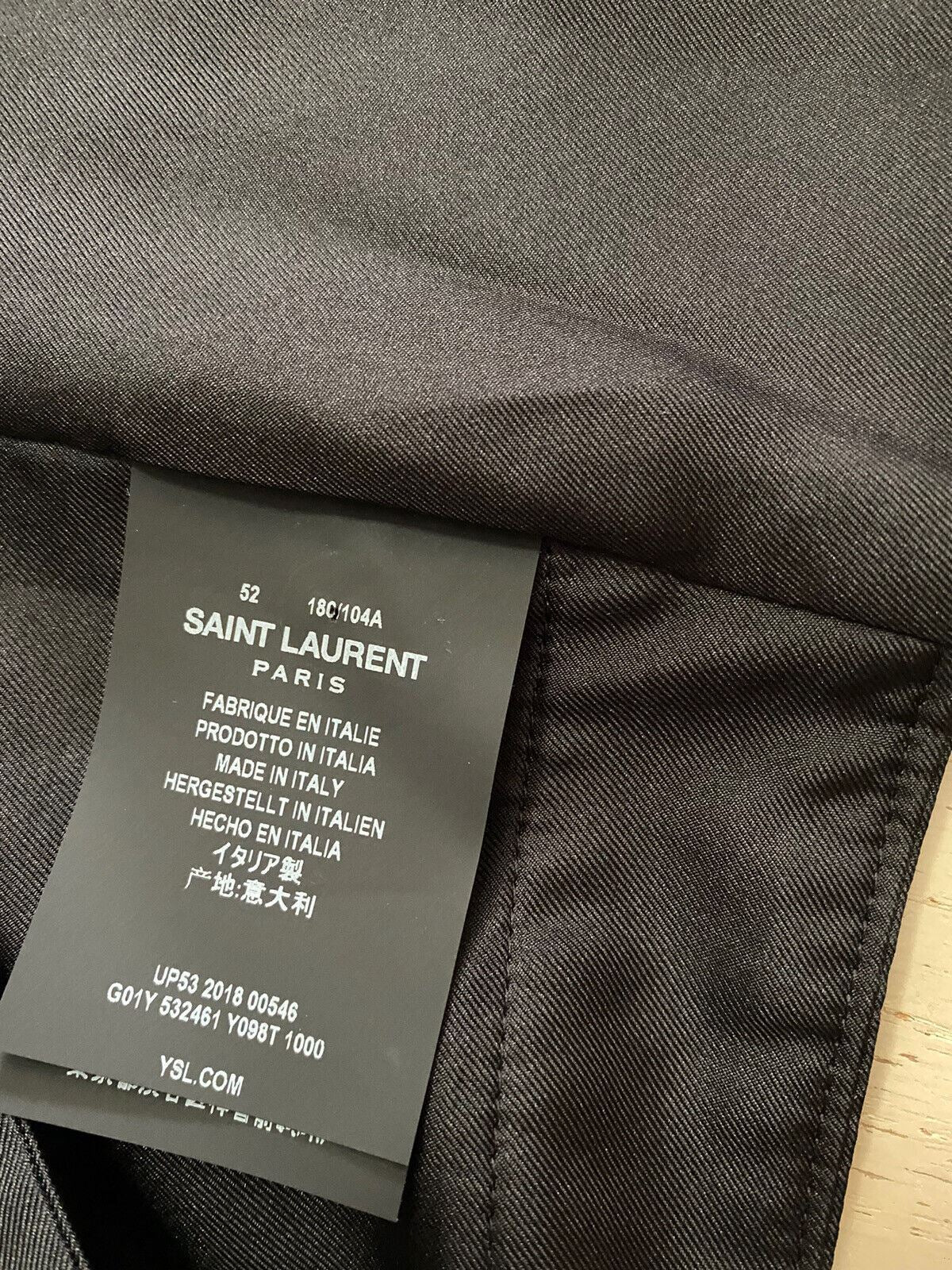 Новый мужской велюровый жилет Saint Laurent за 2890 долларов, черный 42 США (52 ЕС)