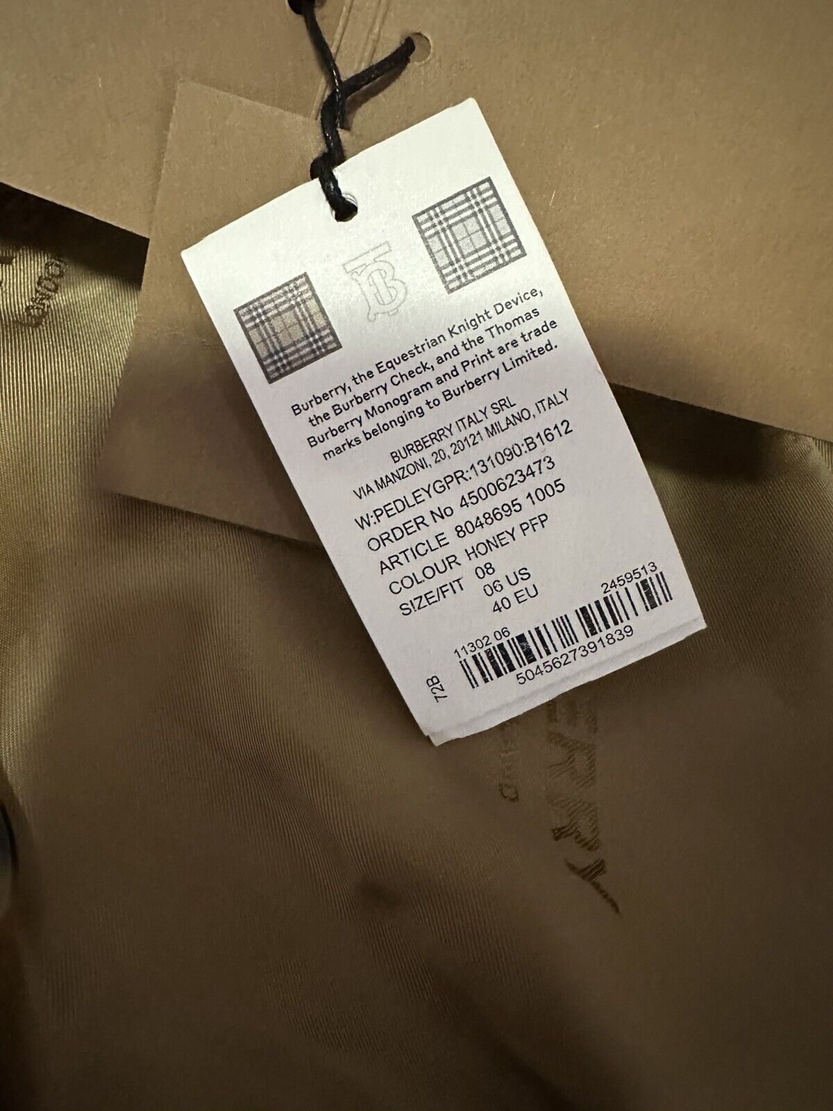 Neu $3750 Burberry Damen-Trenchcoat mit Pedley-Logo und Gürtel, Braun, 6 US (40 Ita)