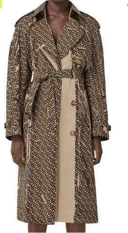 New $3750 Burberry Women’s Pedley Belted Logo Trench Coat Brown 6 US ( 40 Ita )