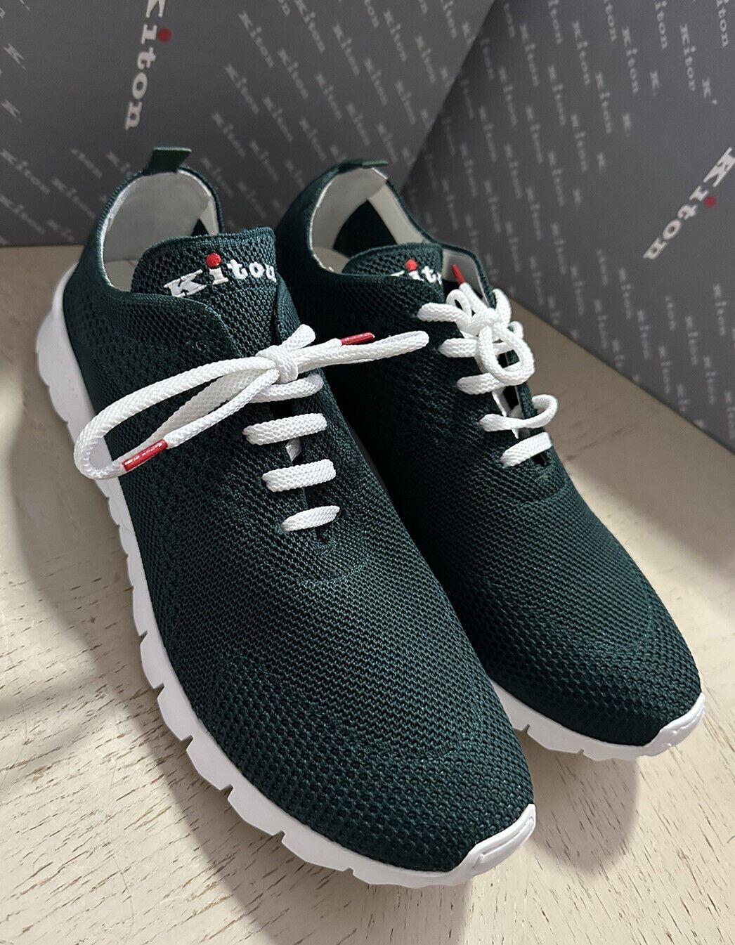 NIB $695 Kiton Knit Lace-Up These sock Sneakers Green 9.5 US/42.5 Eu Italy