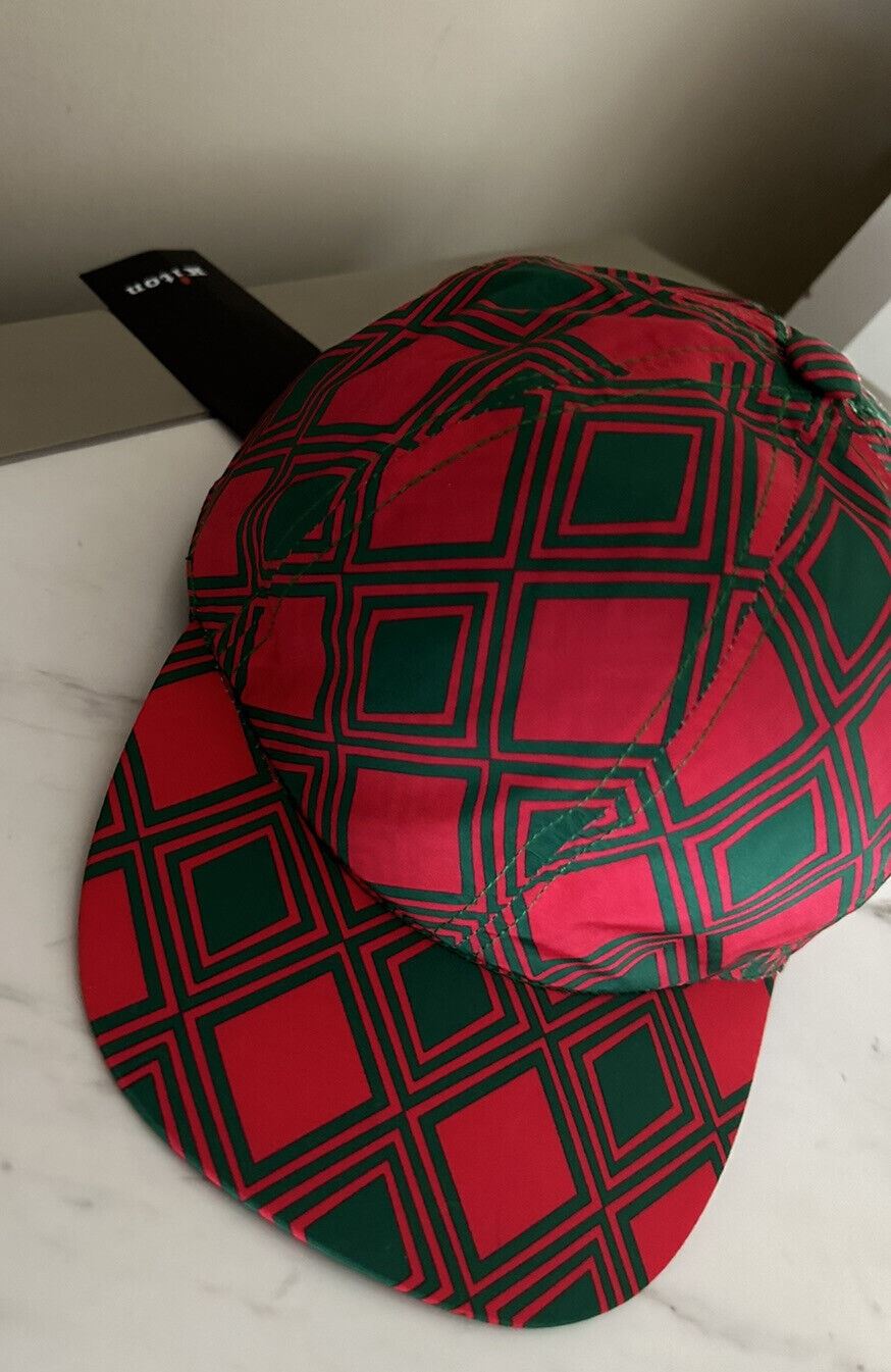 NWT Kiton Diamond-Print Baseball Cap Hat Red Size M