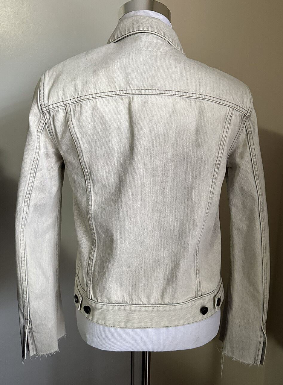 Neu 1290 $ Saint Laurent Taillierte Jeansjacke für Herren, Grau Super Bleach M