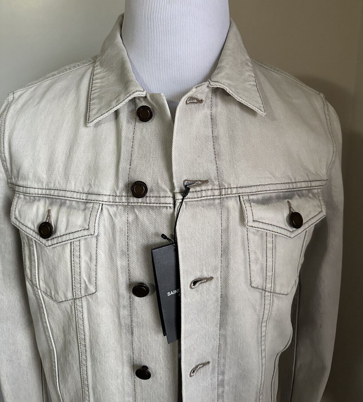 Новая мужская джинсовая куртка Saint Laurent серого цвета Super Bleach M за $1290