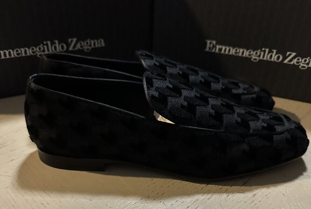 Neue $650 Ermenegildo Zegna Cordsamt/Leder-Loafer-Schuhe Schwarz 11 US/44 E