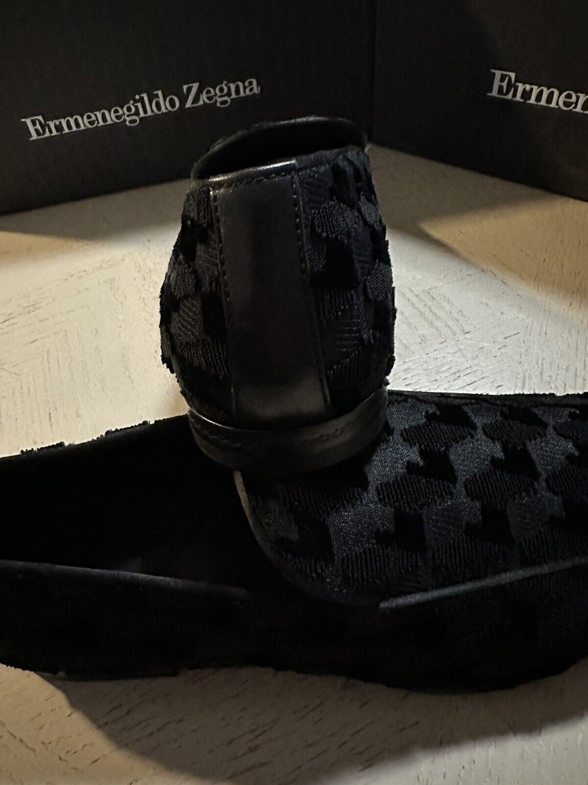 Neue $650 Ermenegildo Zegna Cordsamt/Leder-Loafer-Schuhe Schwarz 11 US/44 E