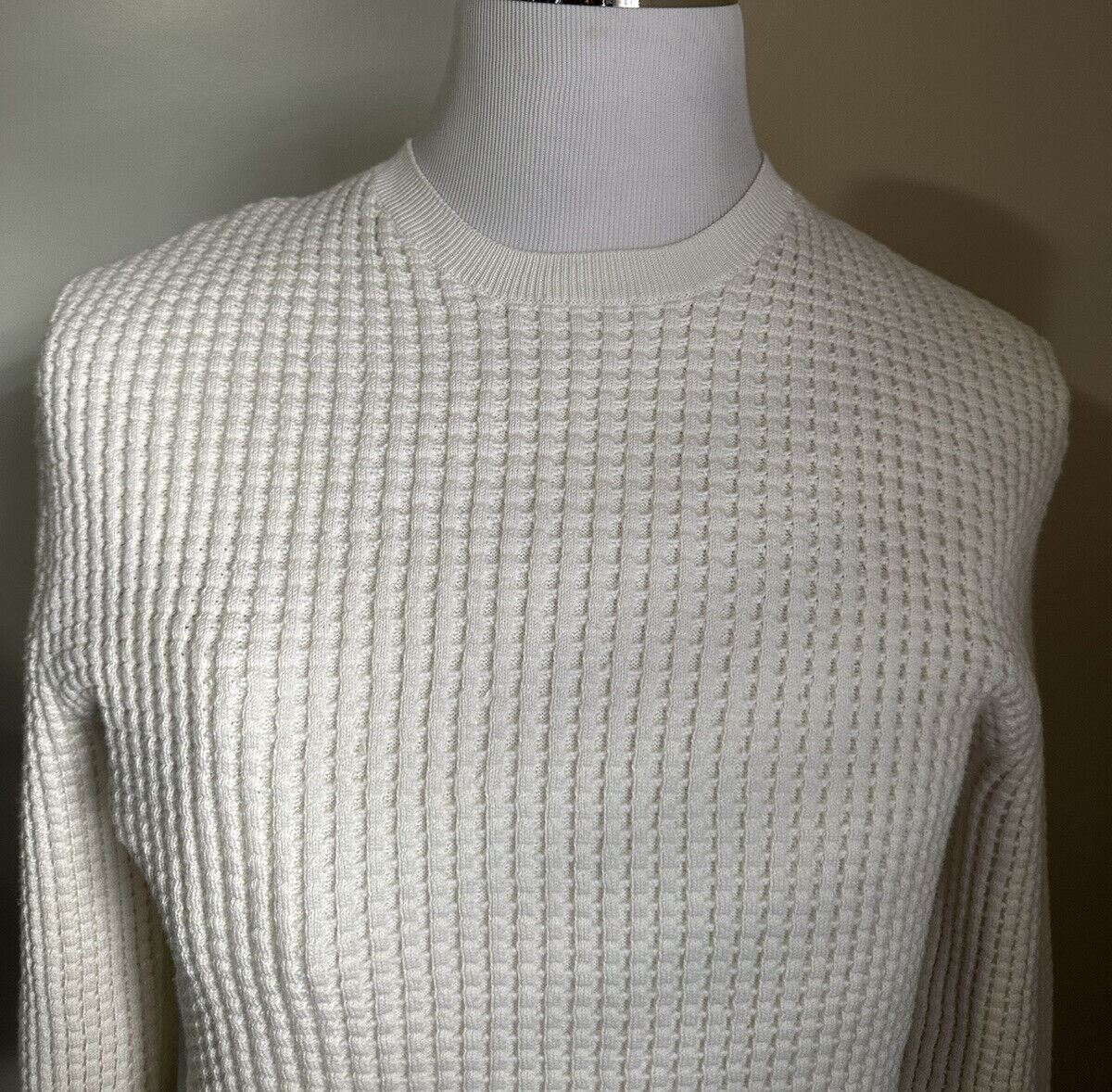 NWT $$1850 Bottega Veneta Men Crewneck Sweater Off White S Italy